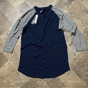 Navy/Gray 3/4-Sleeve Baseball T-Shirt